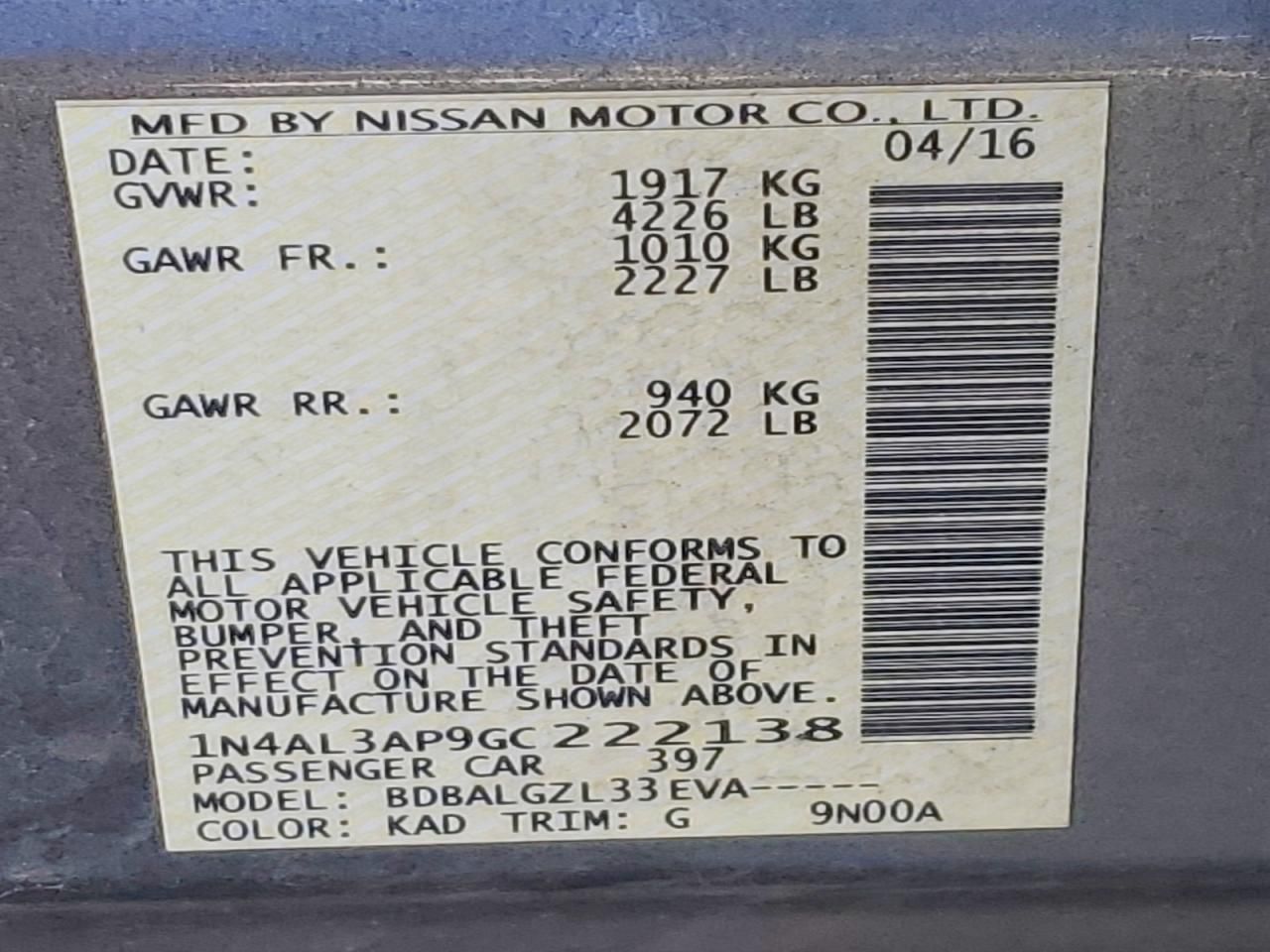 2016 Nissan Altima 2.5