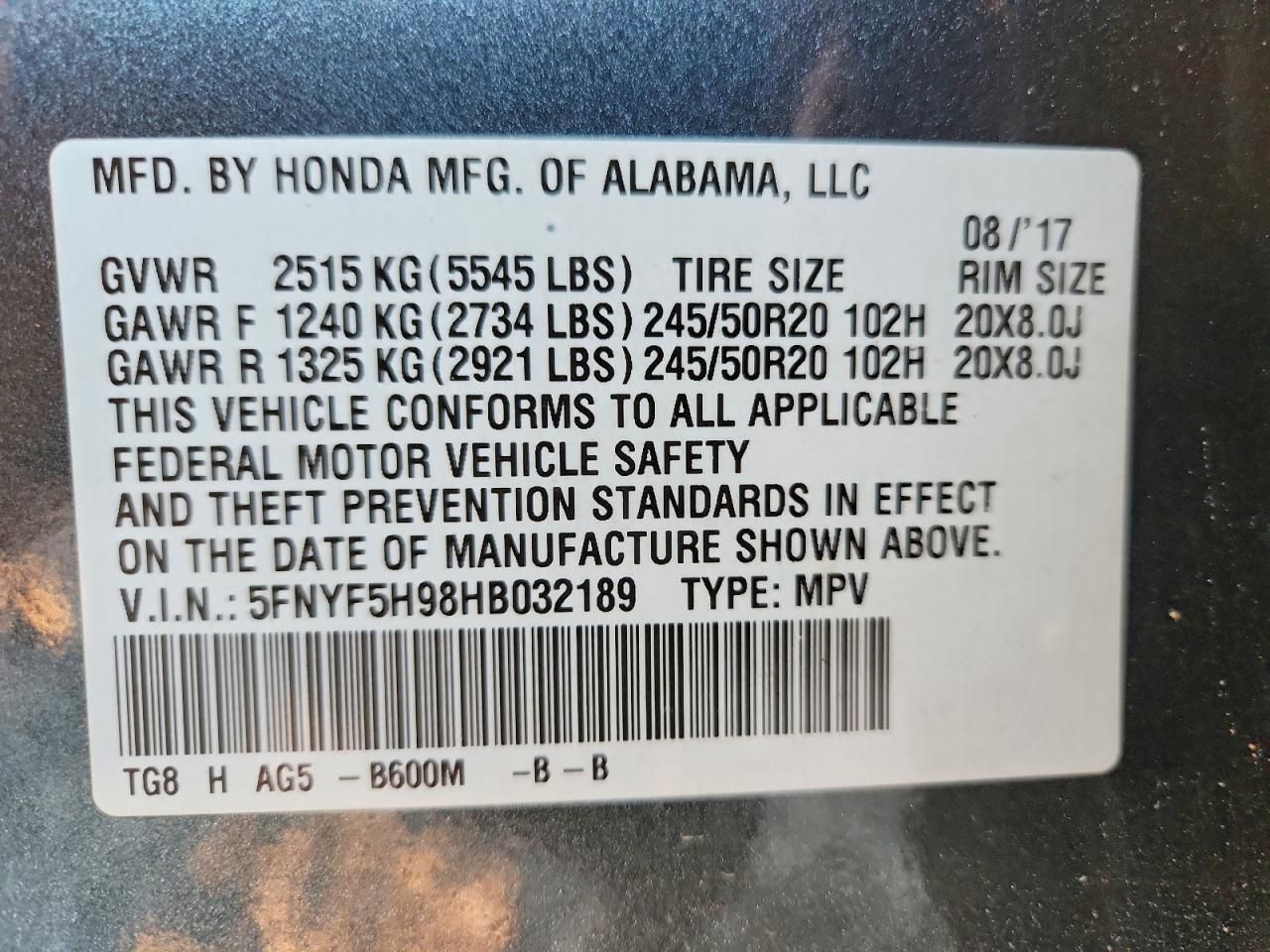 2017 Honda Pilot Touring