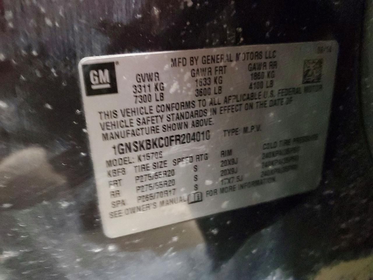 2015 Chevrolet Tahoe K1500 lt