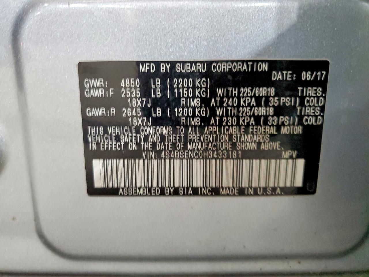 2017 Subaru Outback 3.6r Limited