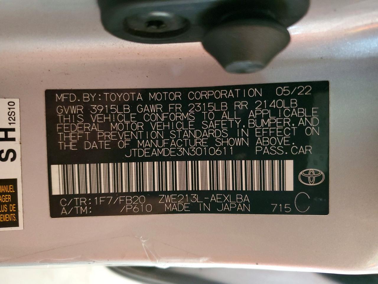 2022 Toyota Corolla le
