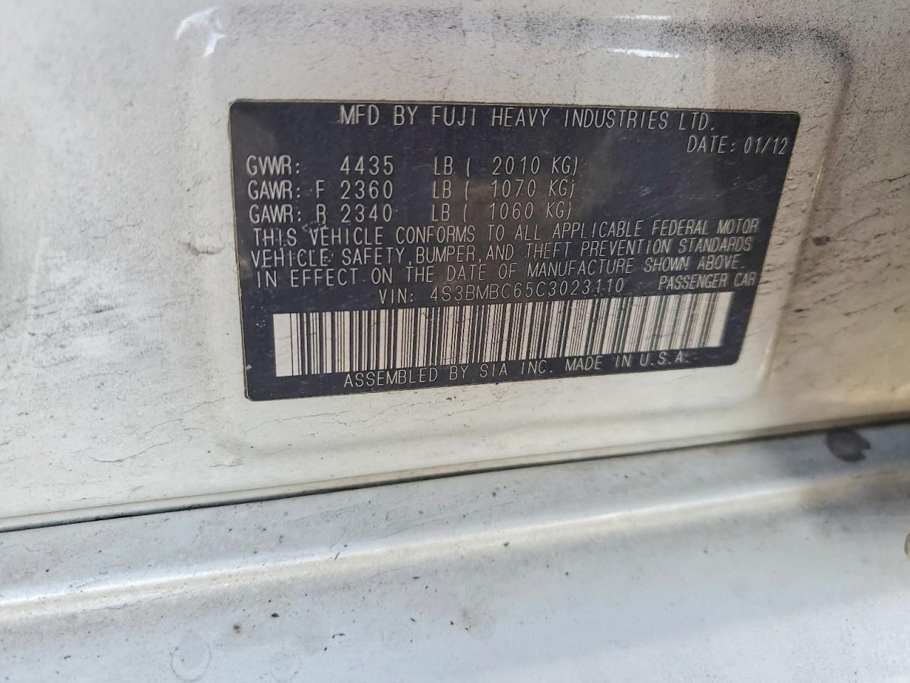 2012 Subaru Legacy 2.5i Premium