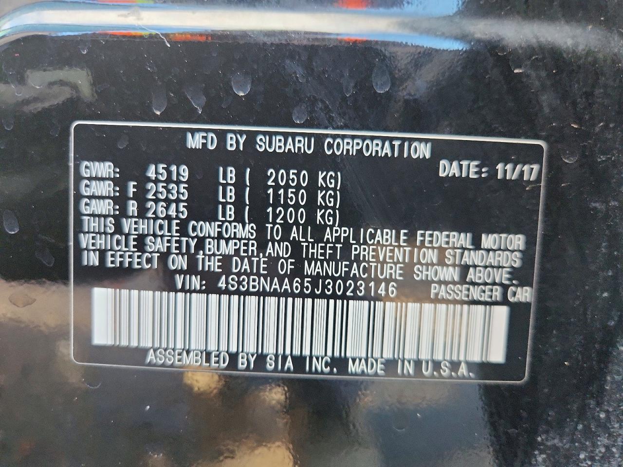 2018 Subaru Legacy 2.5i