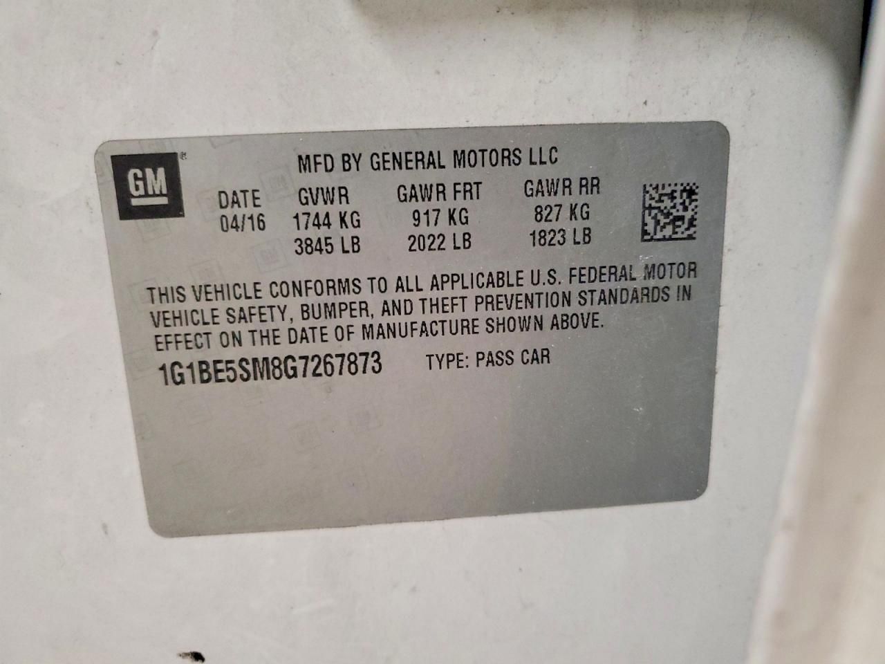 2016 Chevrolet Cruze lt