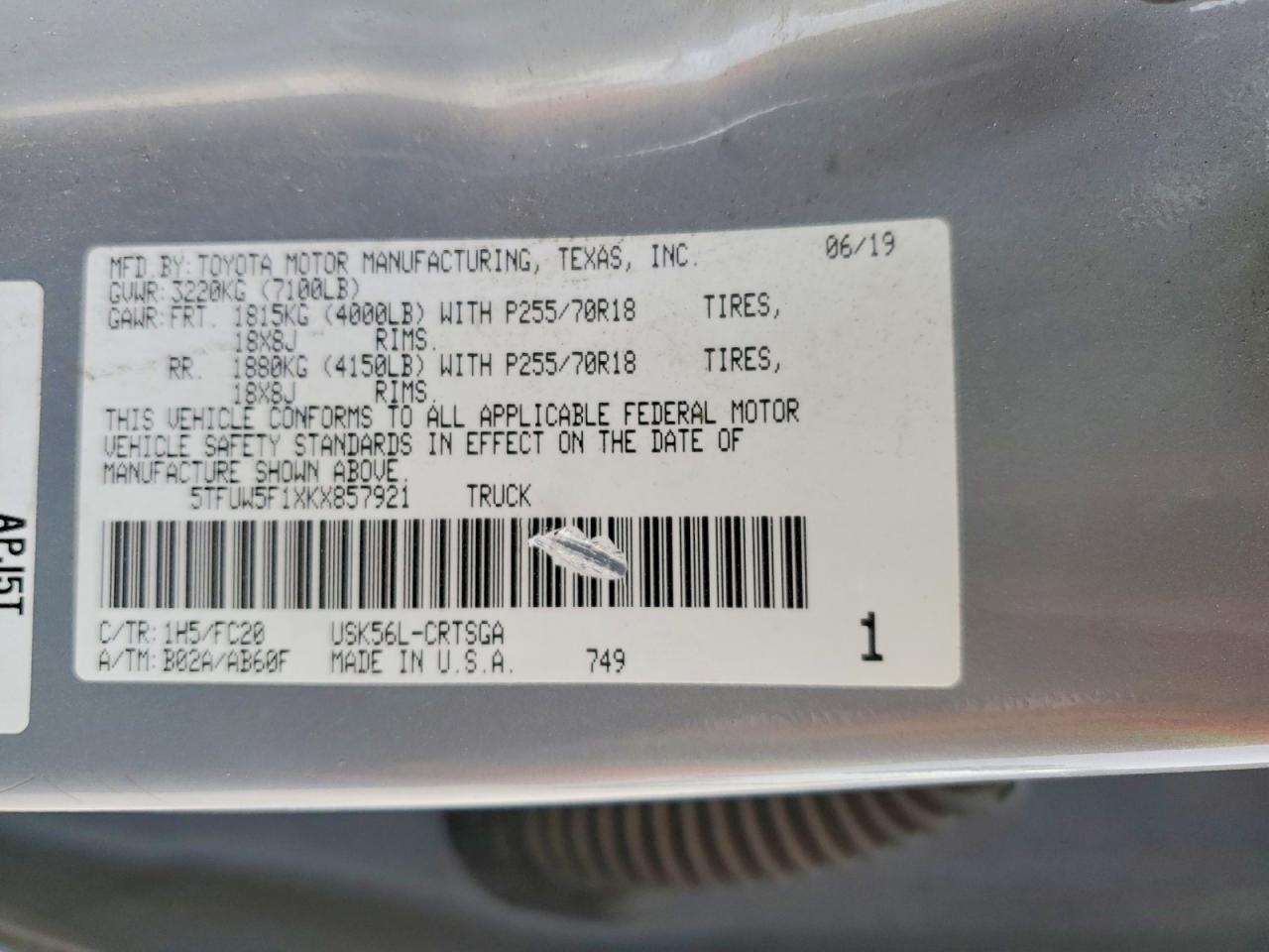 2019 Toyota Tundra Double cab sr