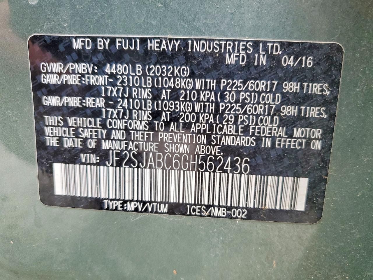 2016 Subaru Forester 2.5i