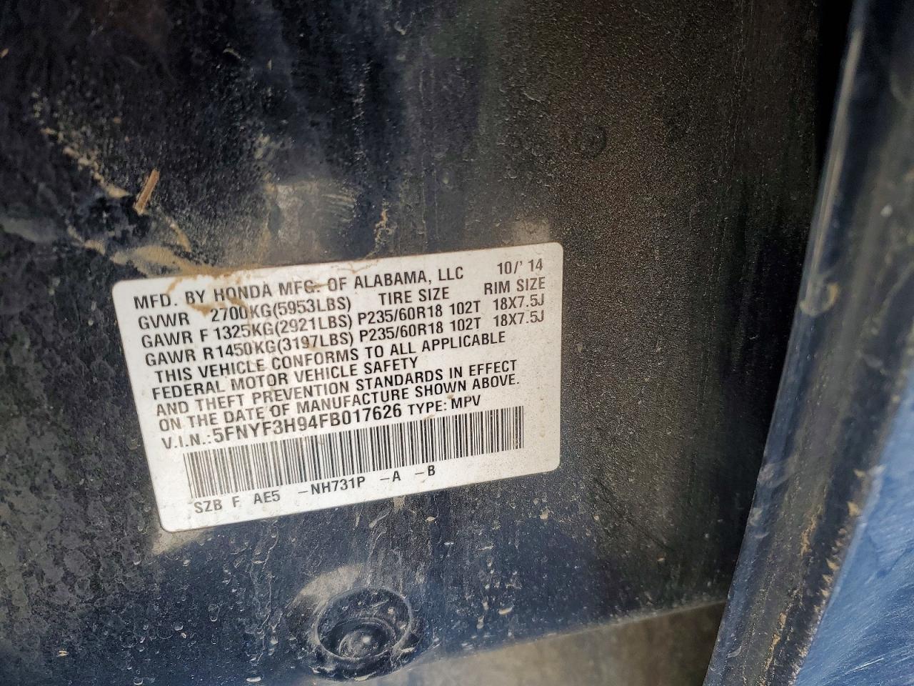 2015 Honda Pilot Touring