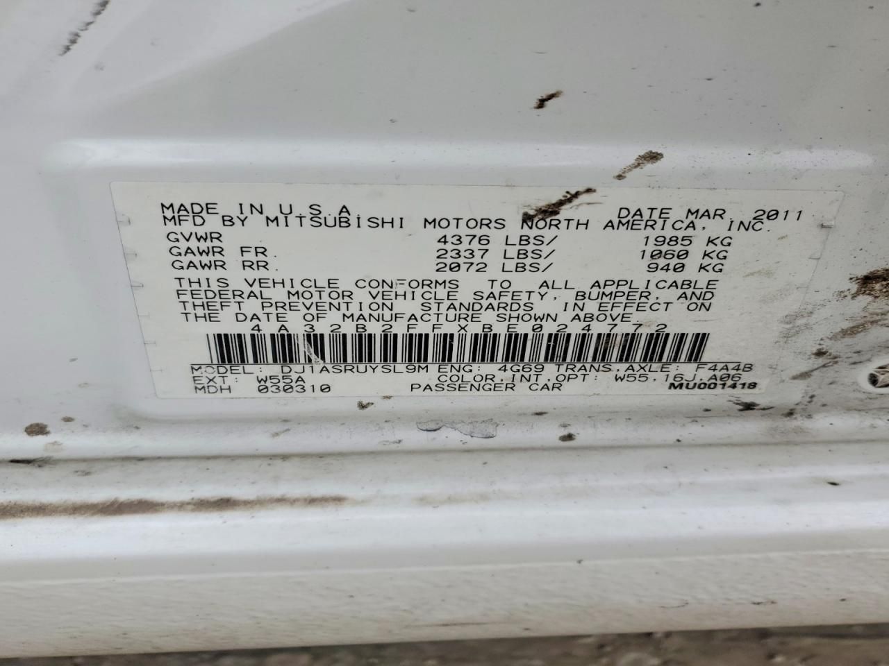 2011 Mitsubishi Galant fe