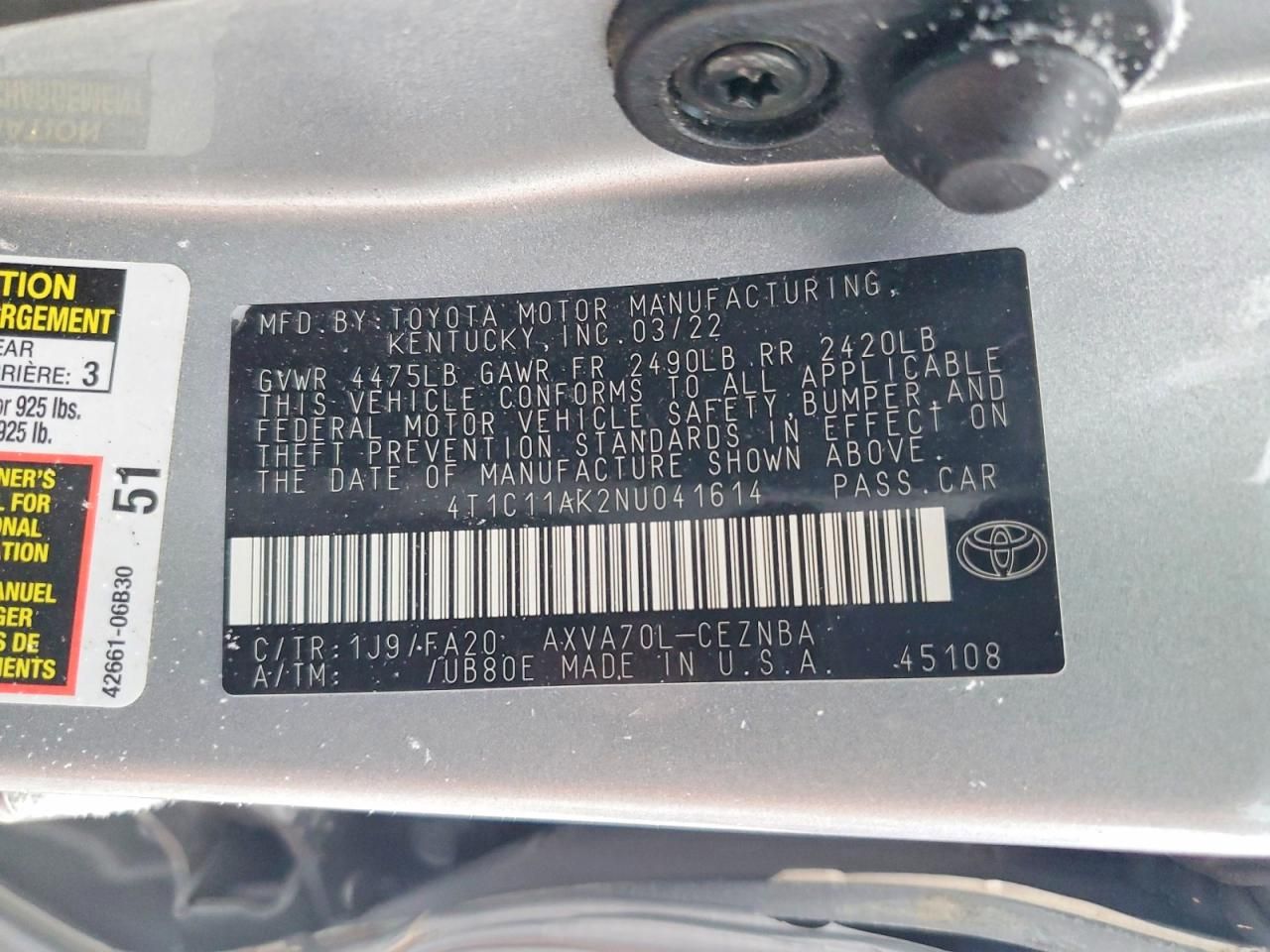 2022 Toyota Camry le