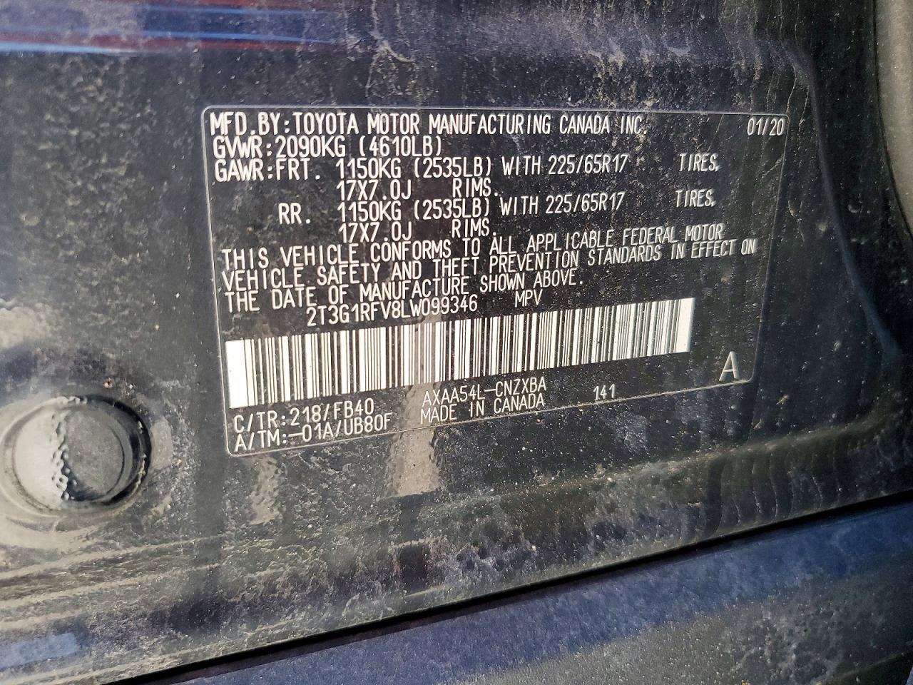 2020 Toyota Rav4 le