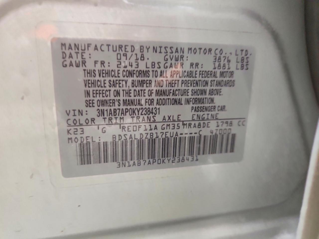2019 Niss Sentra s