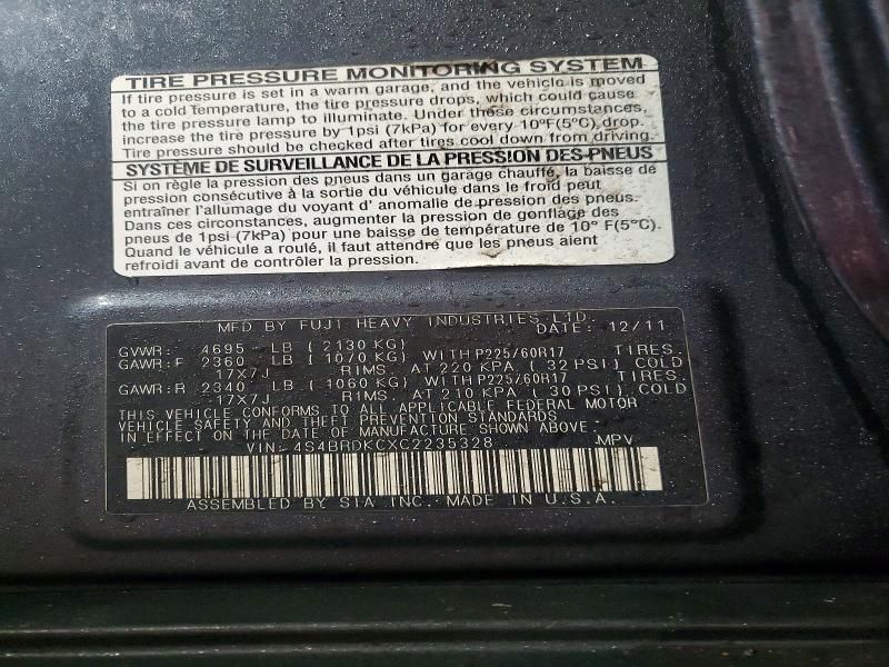 2012 Subaru Outback 3.6r Limited