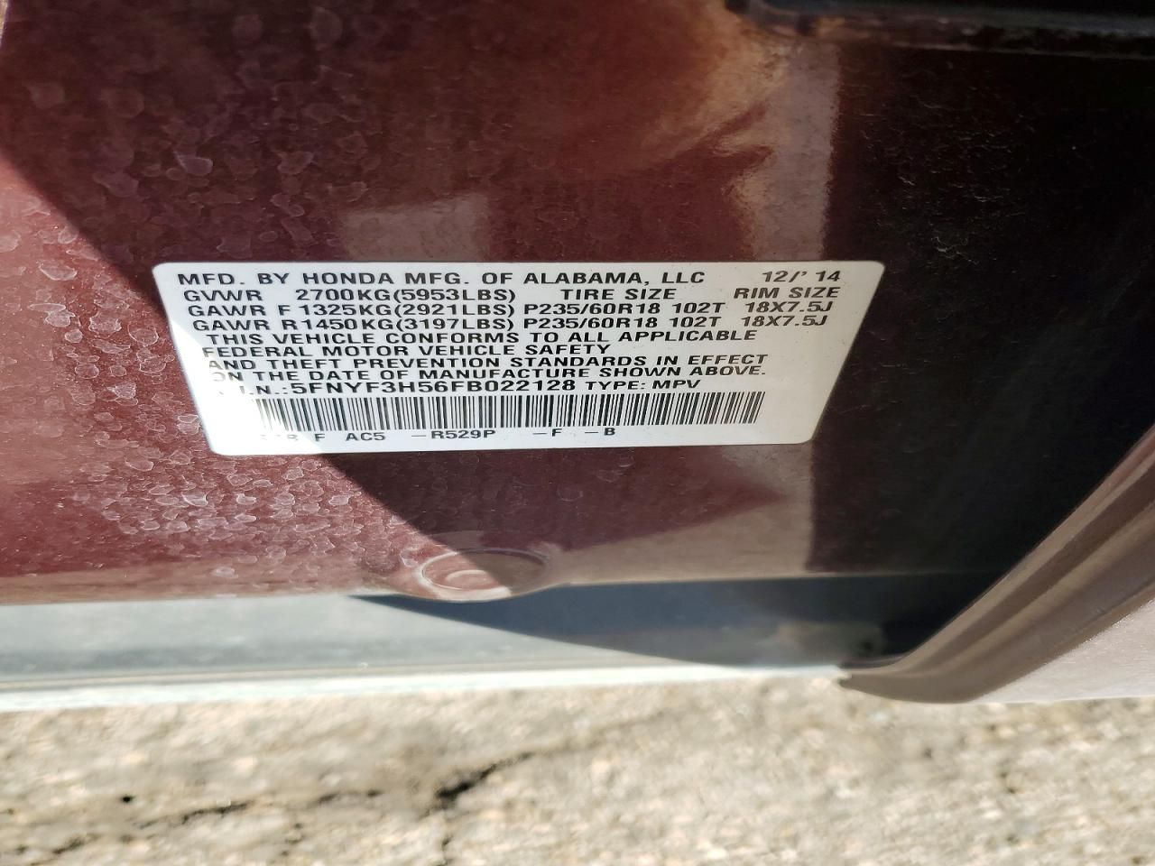 2015 Honda Pilot exl