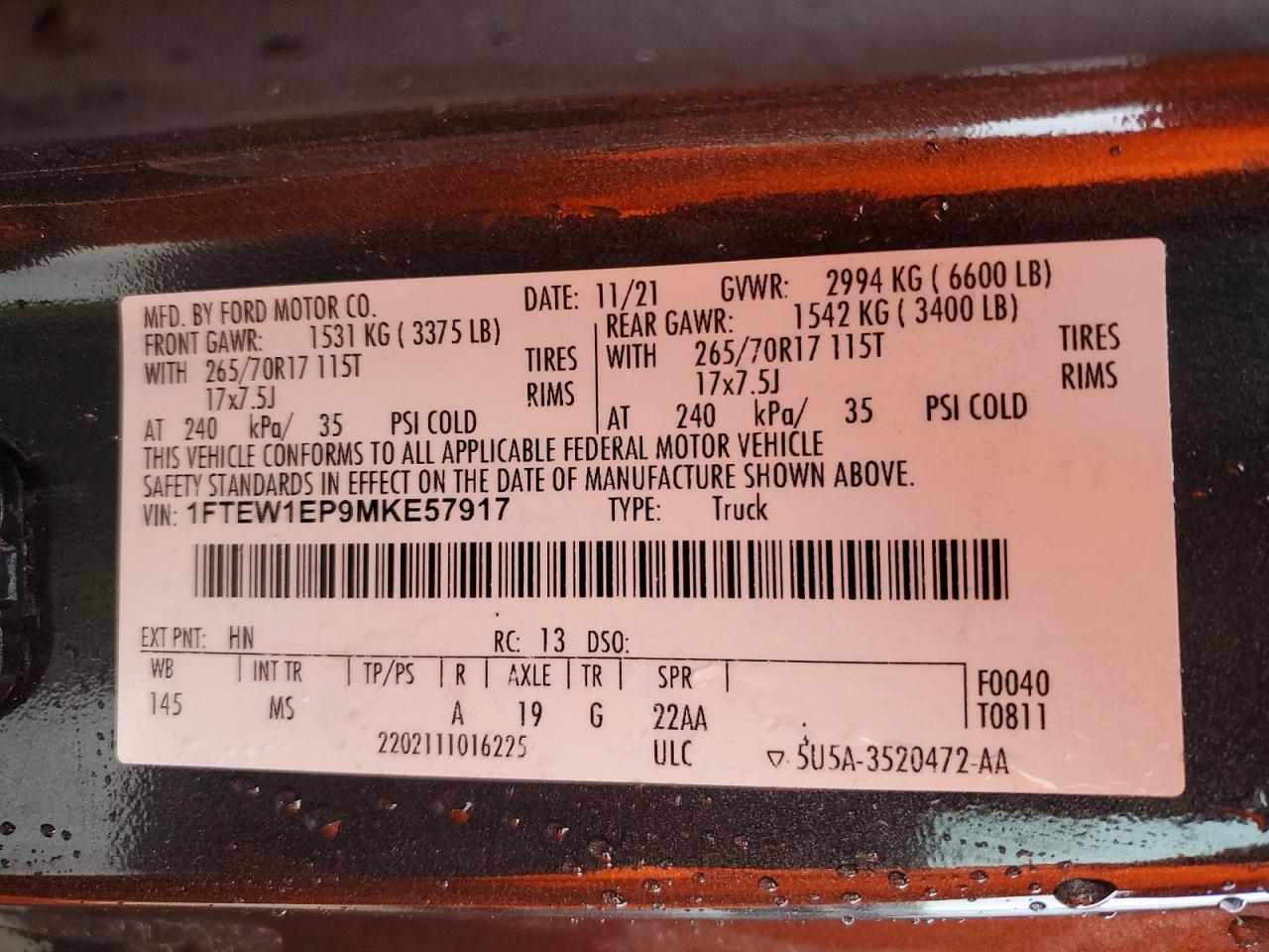 2021 Ford F150 Supercrew