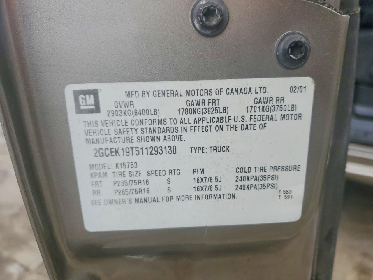 2001 GMC New Sierra C1500