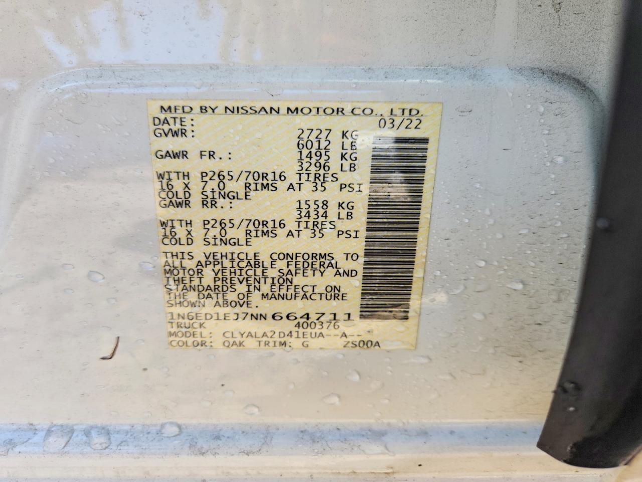 2022 Nissan Frontier s