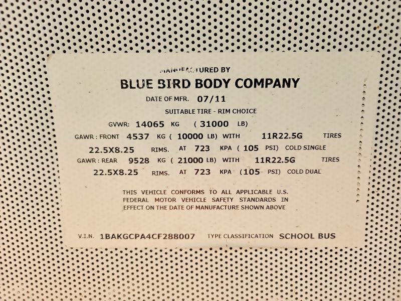 2012 Bluebird 2012 Blue Bird BB Conventional School Bus