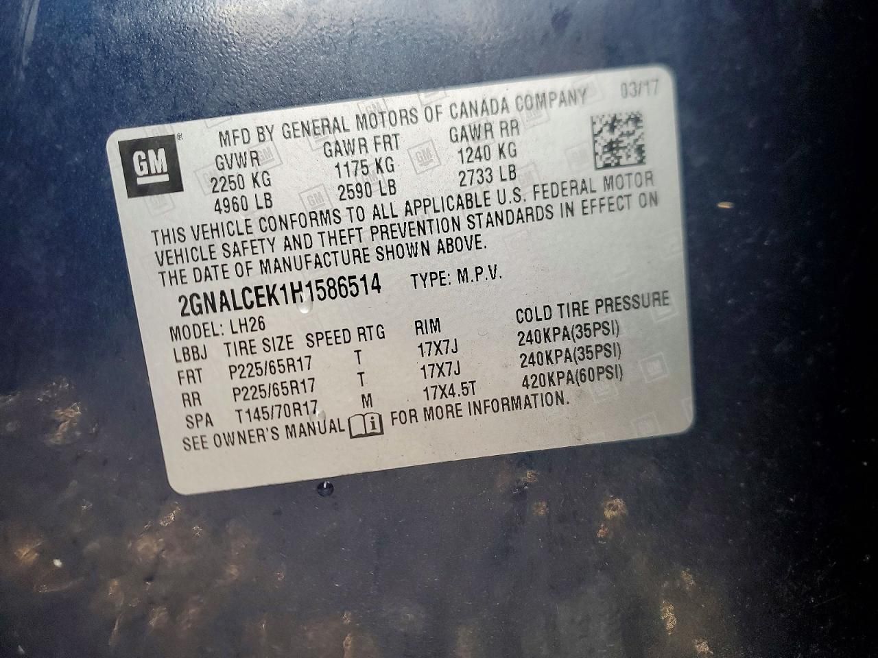 2017 Chevrolet Equinox lt