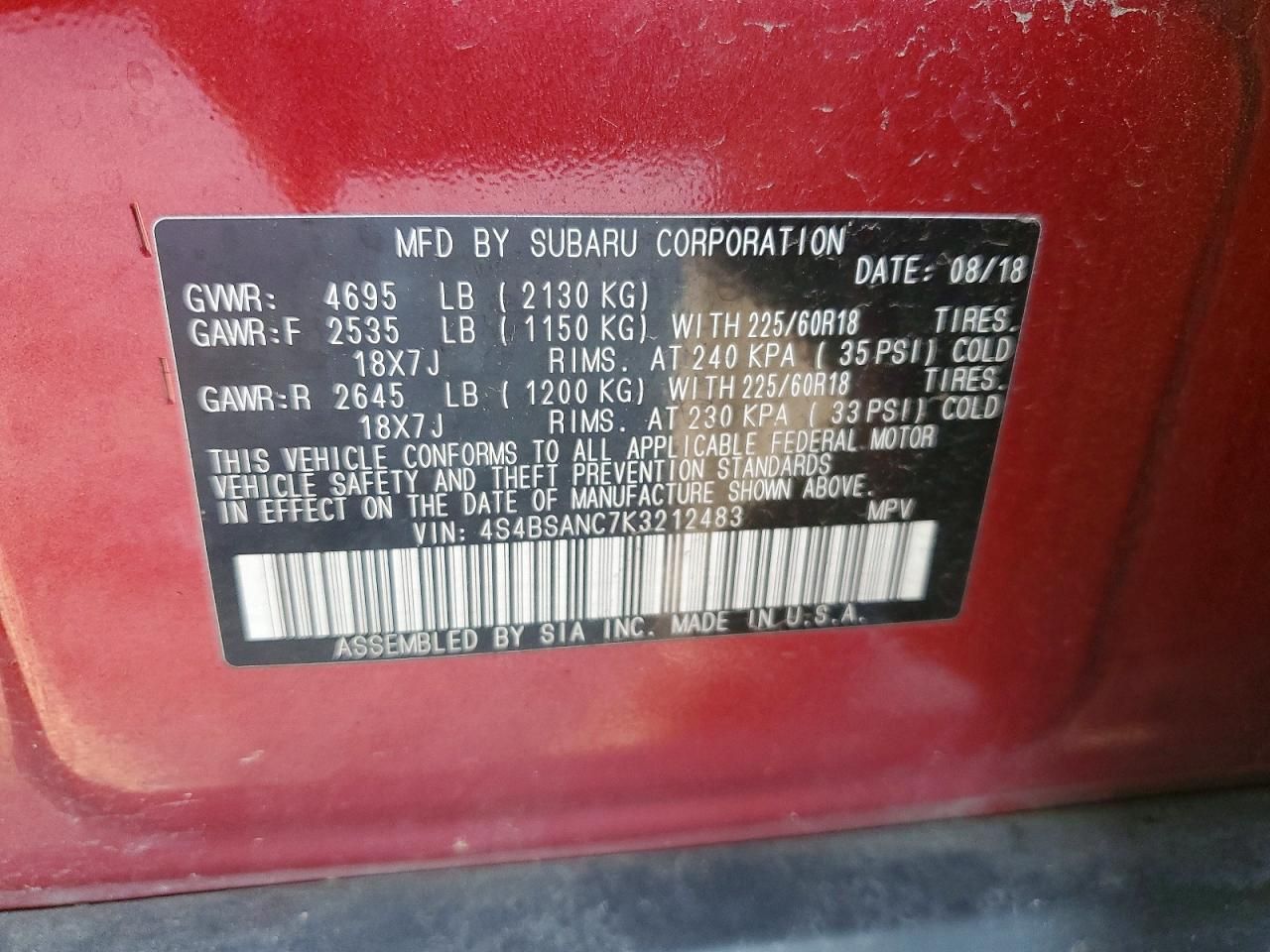 2019 Subaru Outback 2.5i Limited