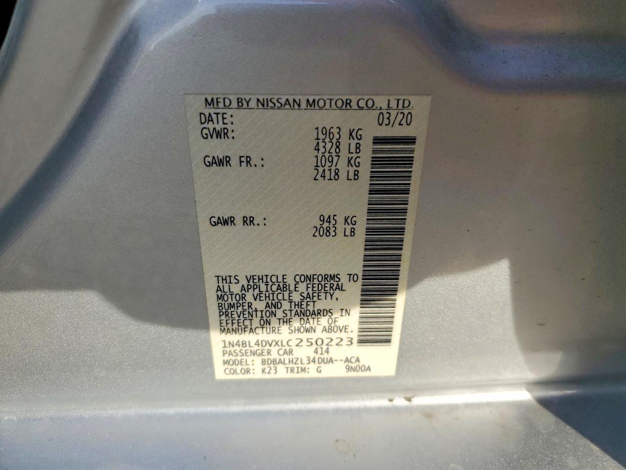 2020 Nissan Altima sv