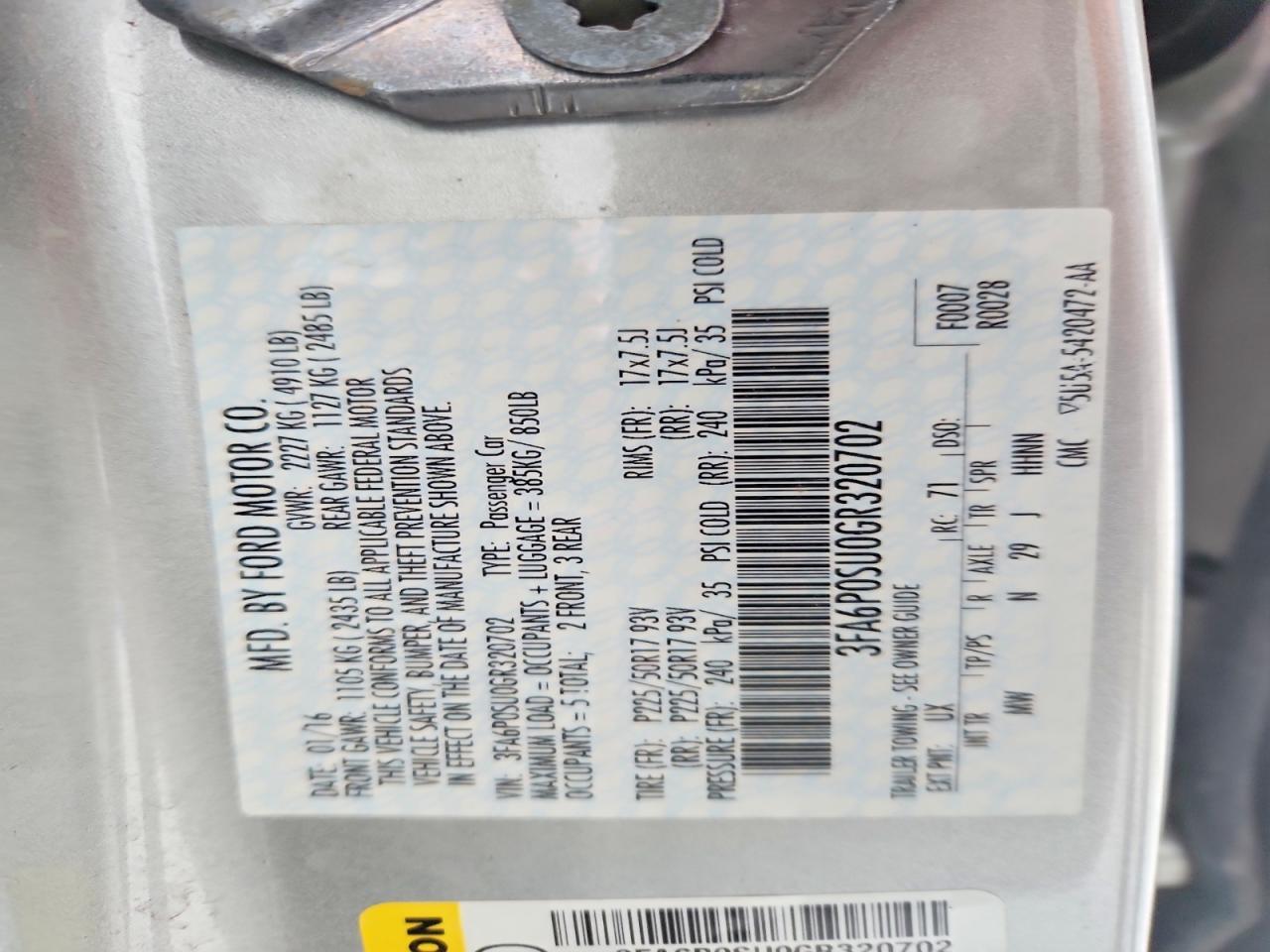 2016 Ford Fusion Titanium Phev