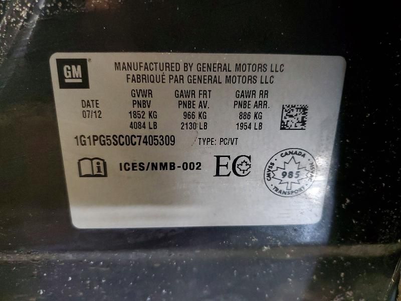 2012 Chevrolet Cruze lt