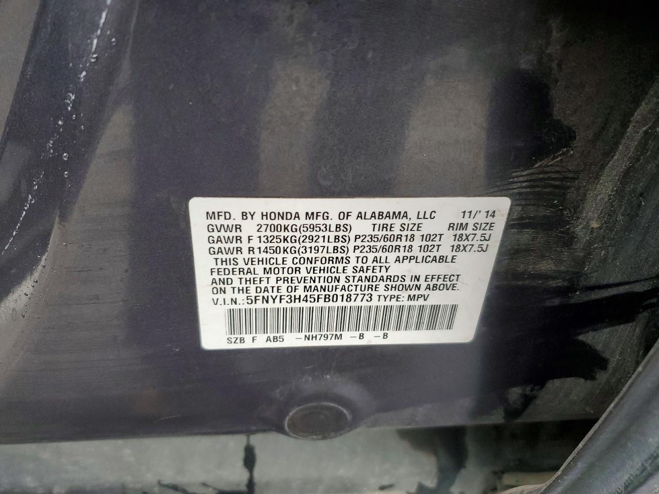2015 Honda Pilot ex