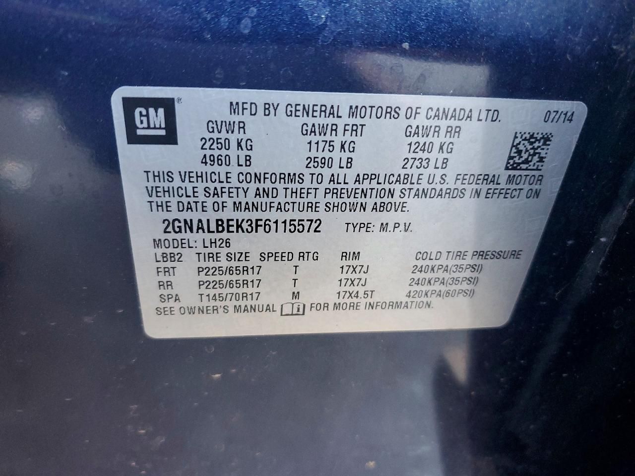 2015 Chevrolet Equinox lt