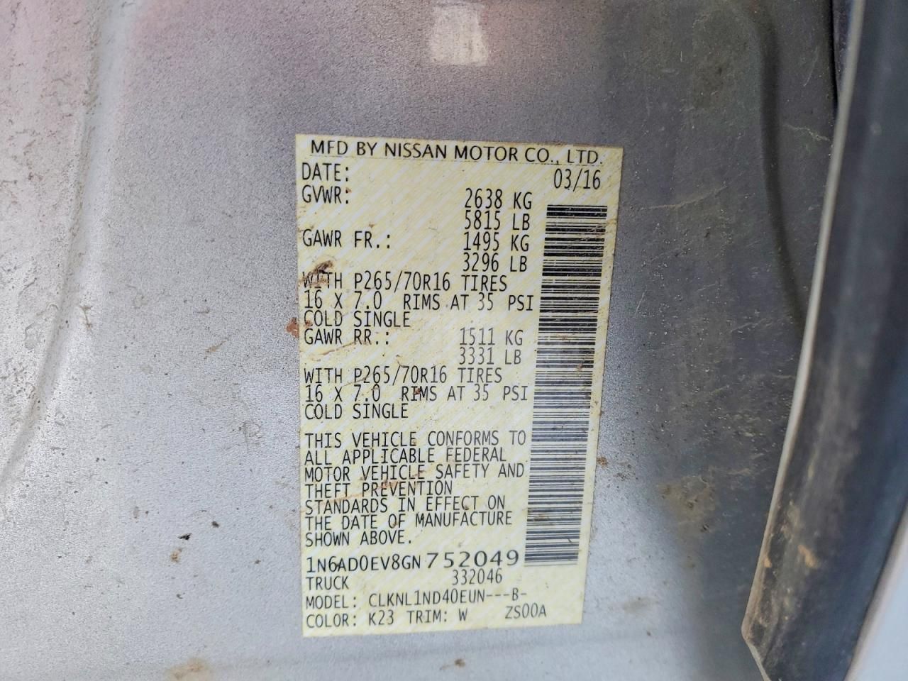 2016 Nissan Frontier s