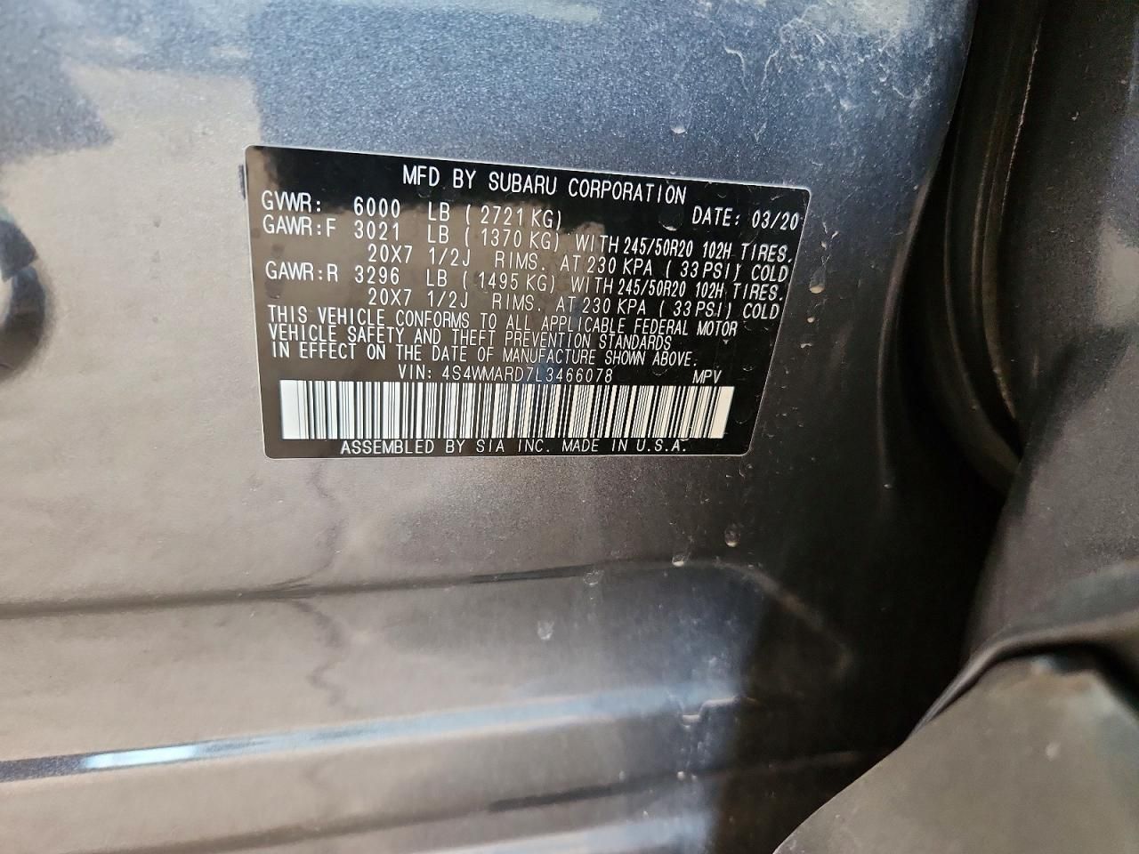 2020 Subaru Ascent Touring