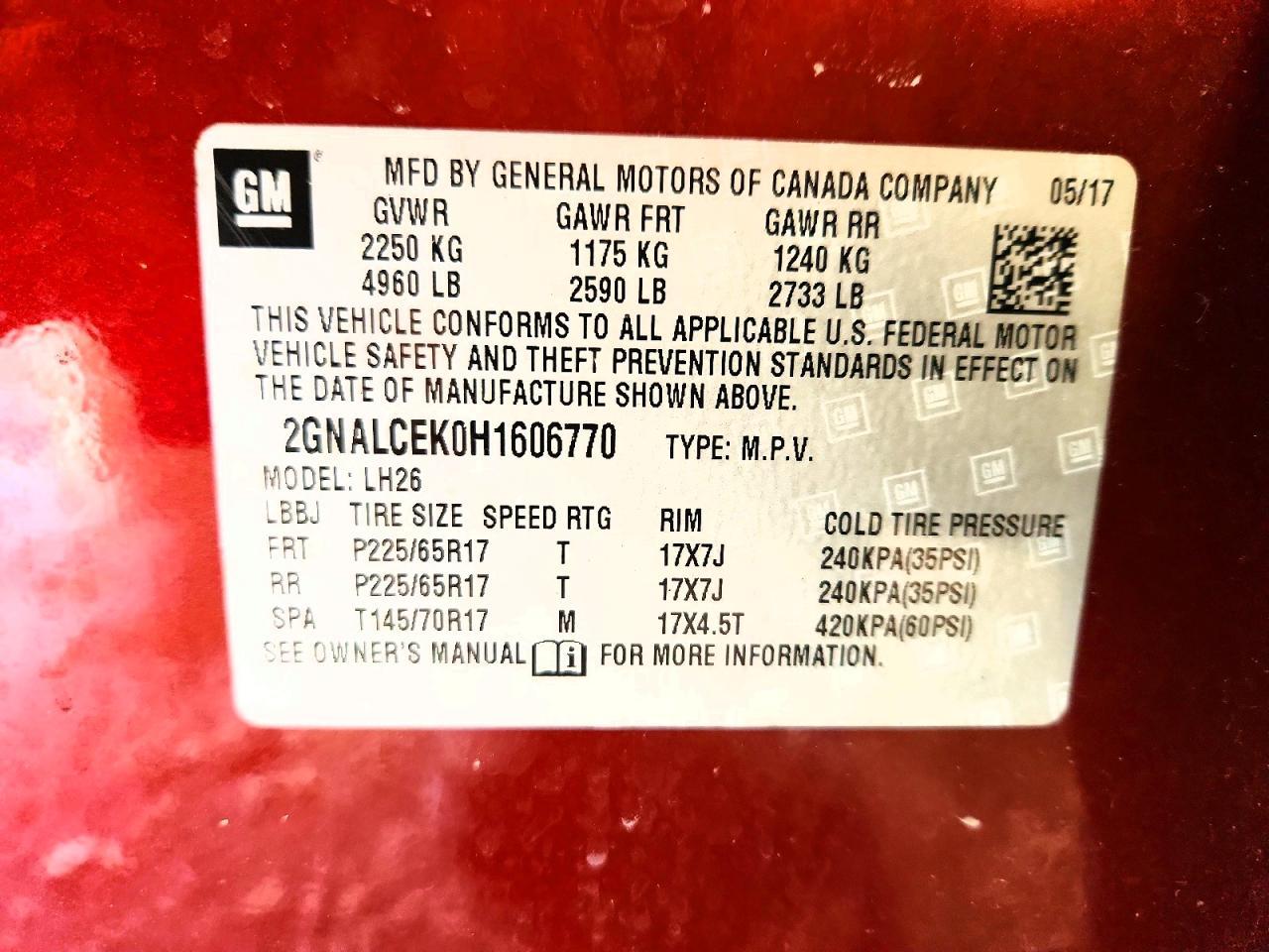 2017 Chevrolet Equinox lt