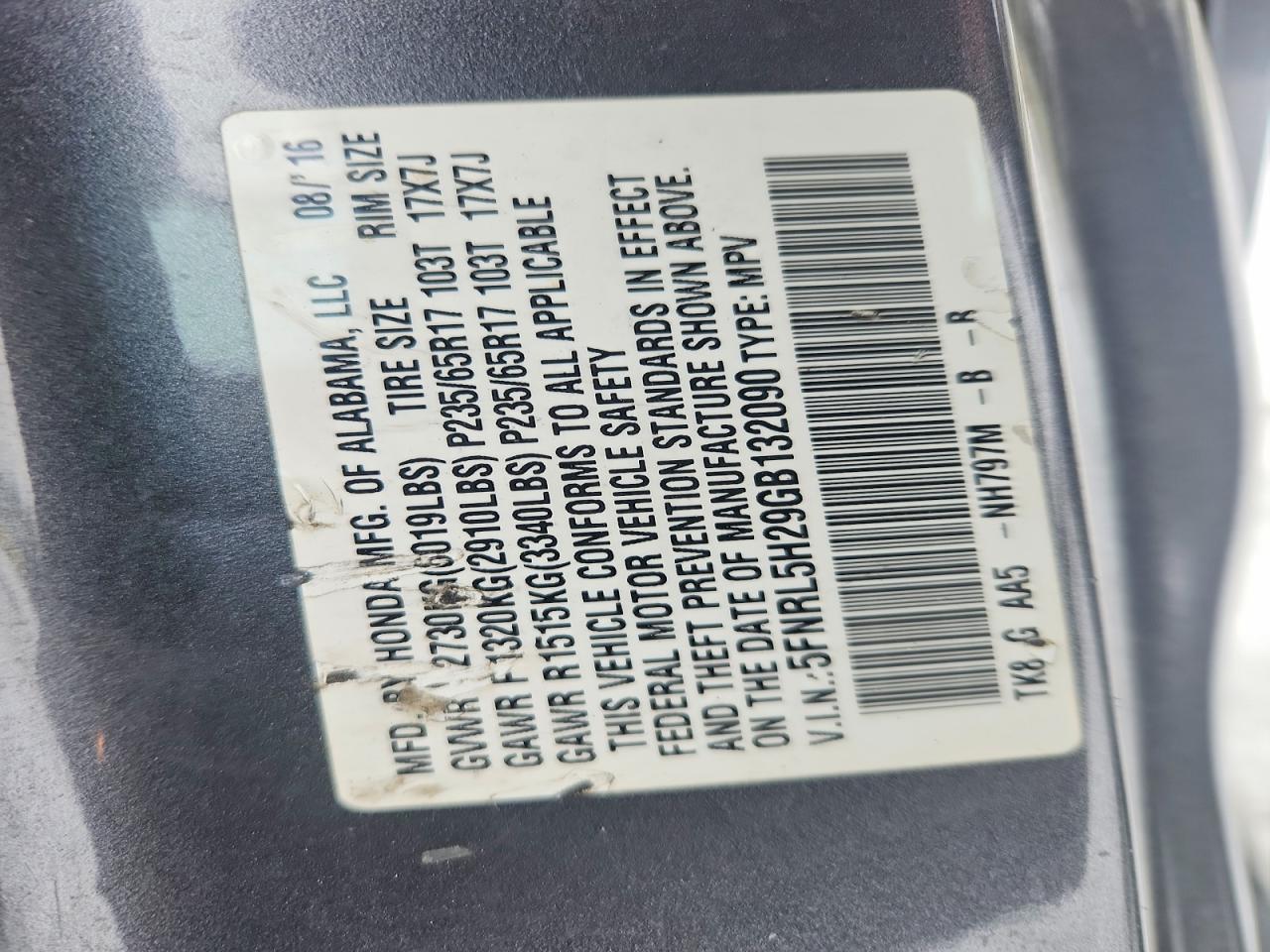 2016 Honda Odyssey lx