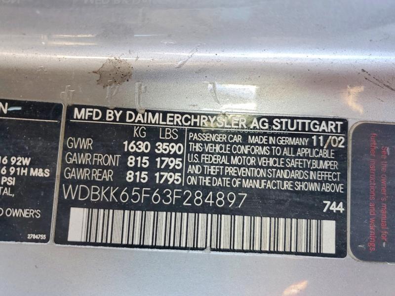 2003 Mercedes-Benz Slk 320