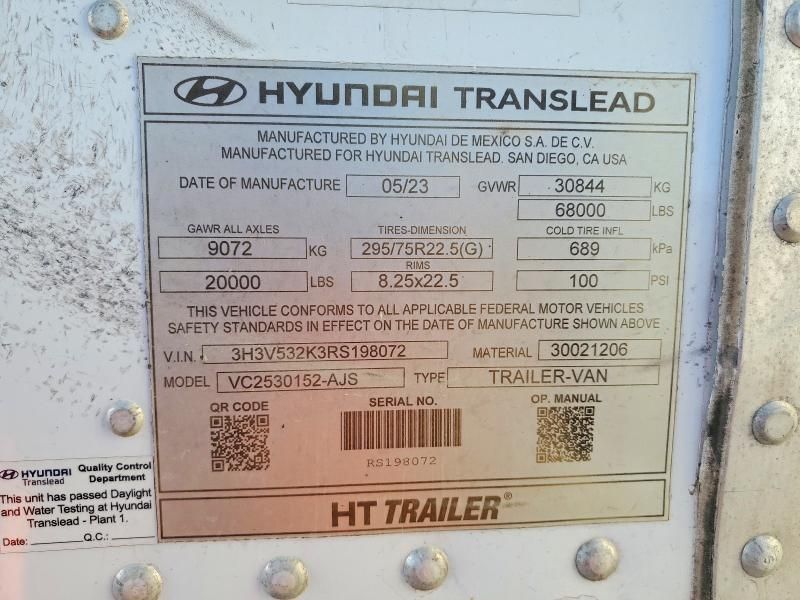 2024 Hyundai Translead Vc2530152-ajs dry van Trailer