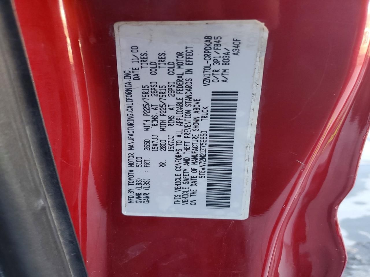 2001 Toyota Tacoma Xtracab