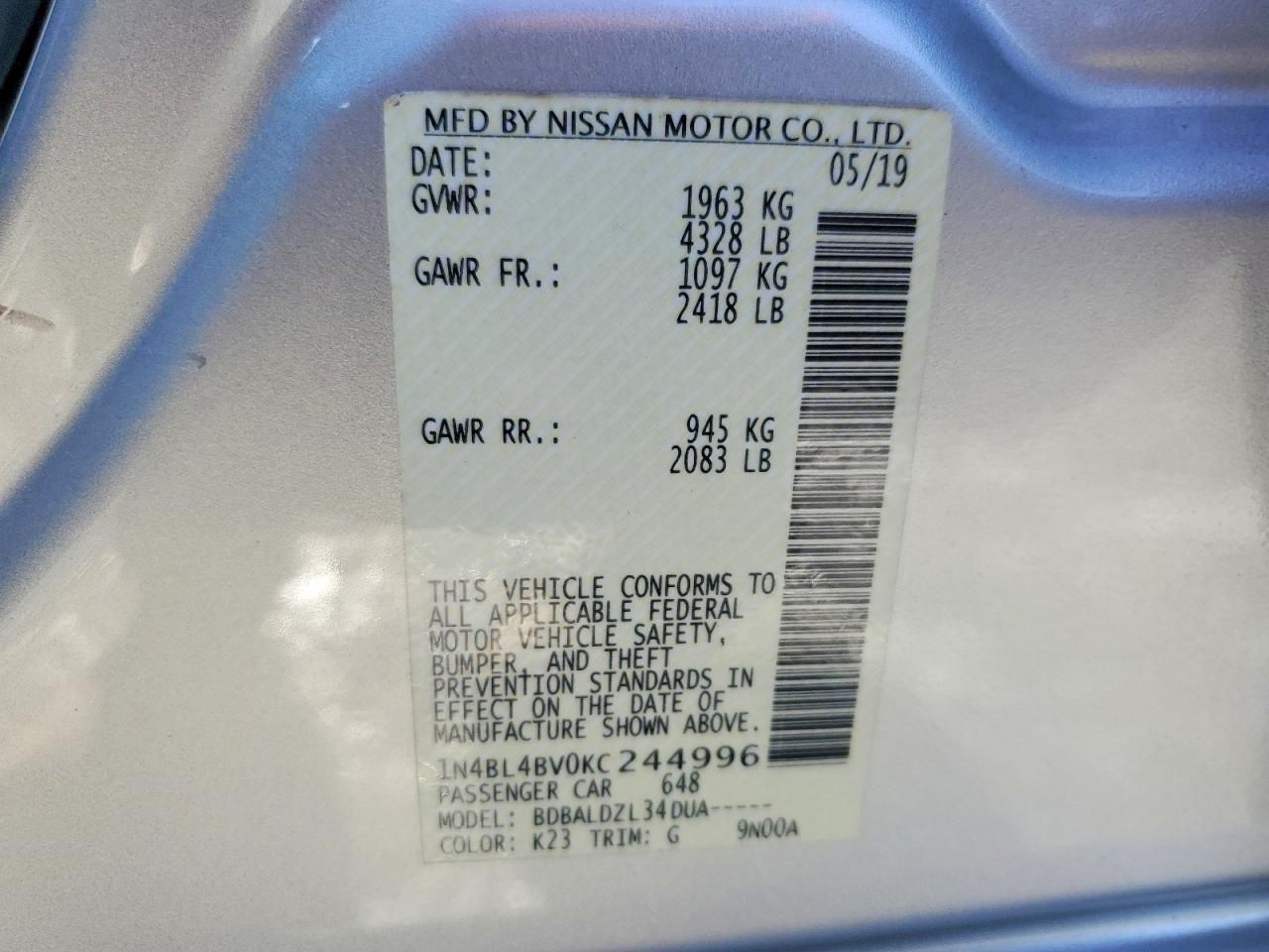 2019 Nissan Altima s