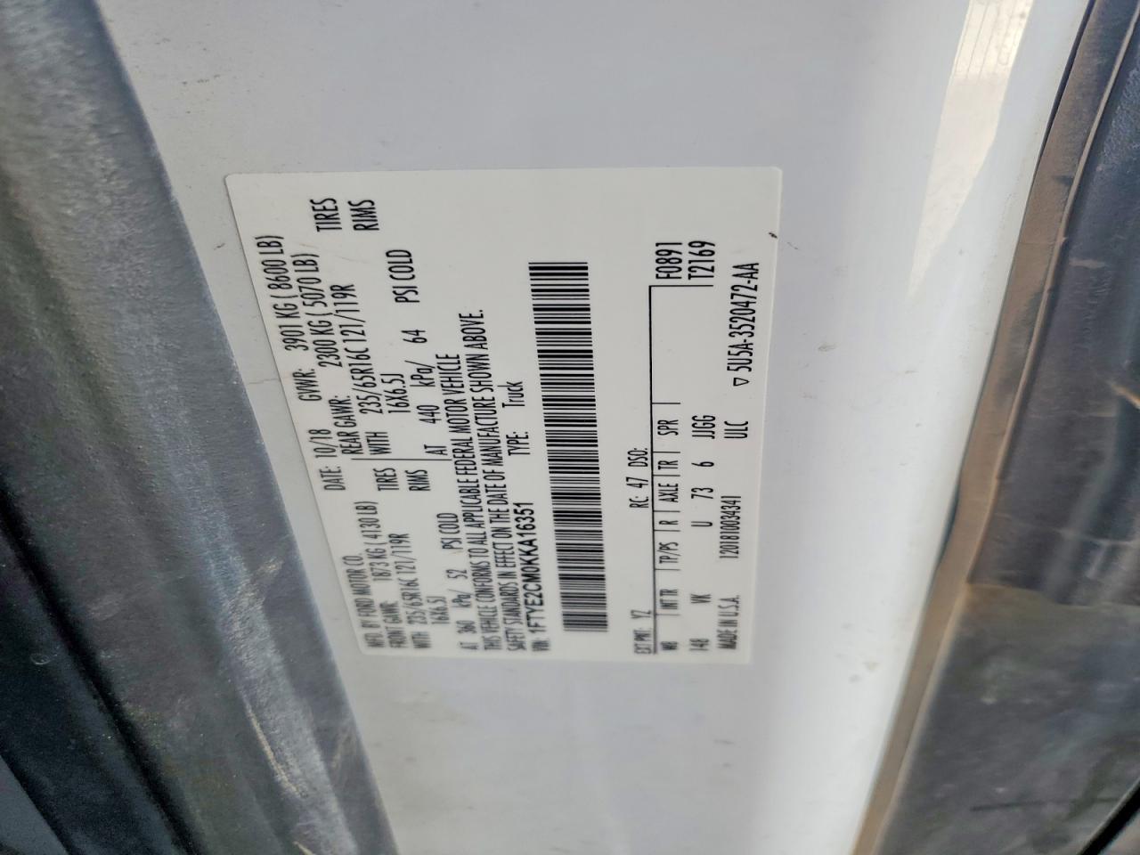 2019 Ford Transit 1500 Utility / Service Van