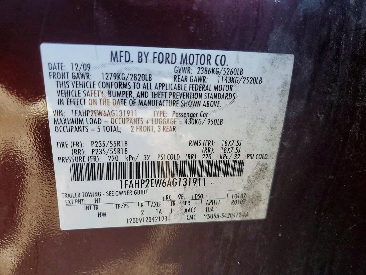 2010 Ford Taurus sel