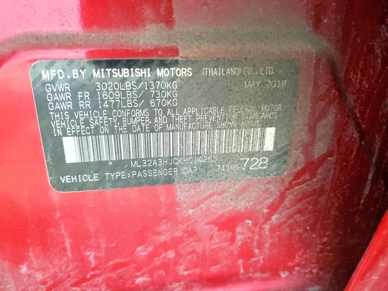 2019 Mitsubishi Mirage es