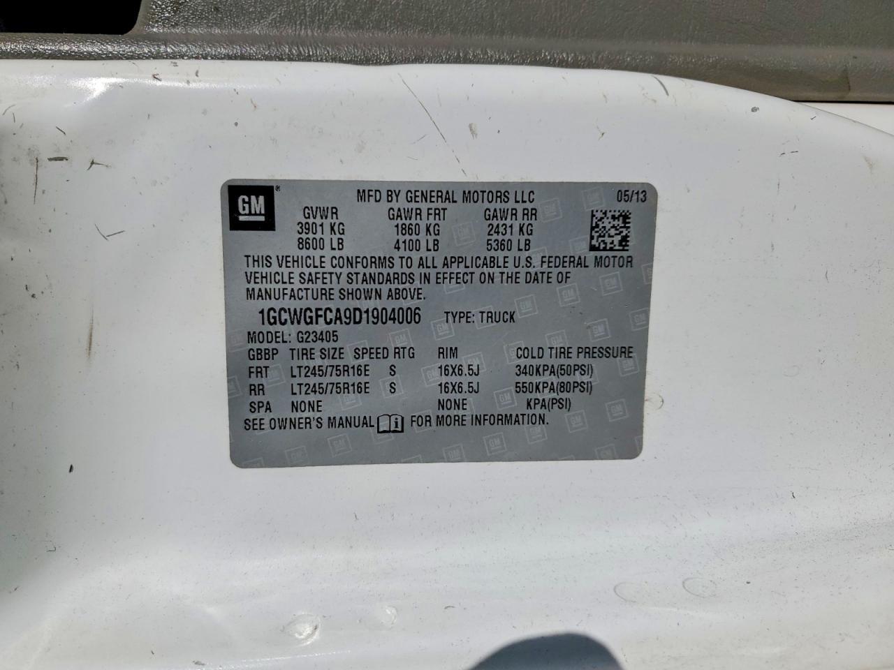 2013 Chevrolet Express 2500 Utility / Service Van