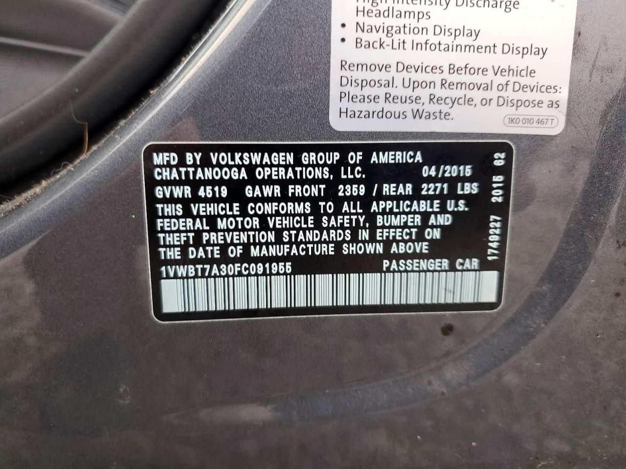 2015 Volkswagen Passat se