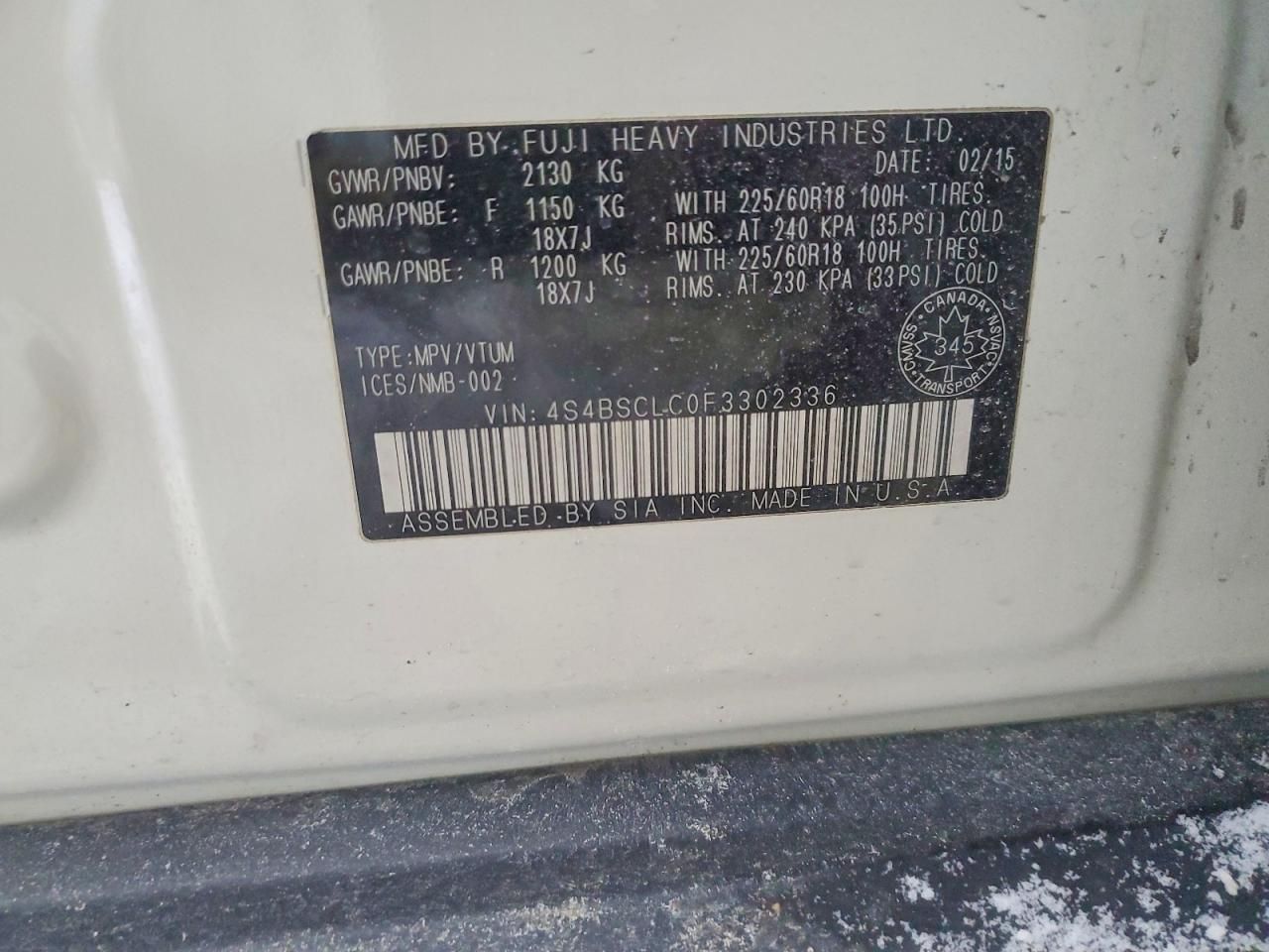 2015 Subaru Outback 2.5i Limited