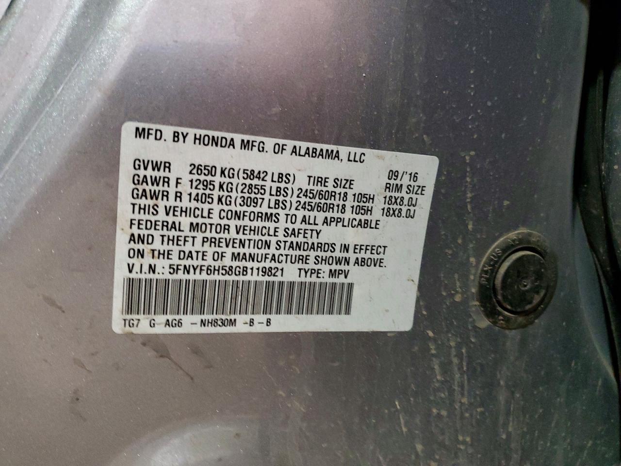 2016 Honda Pilot exl