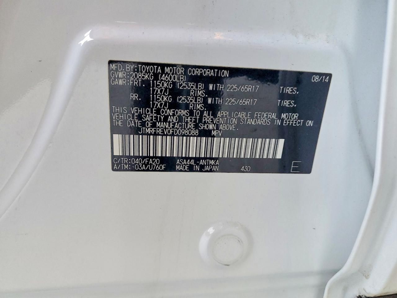 2015 Toyota Rav4 xle