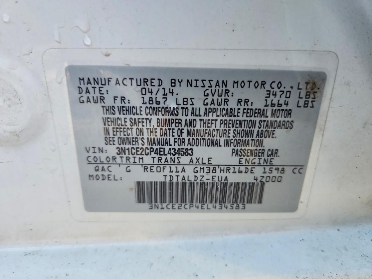 2014 Nissan Versa Note s