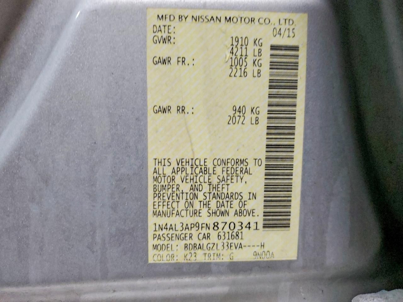 2015 Nissan Altima 2.5