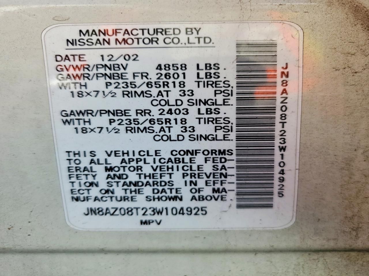 2003 Nissan Murano sl