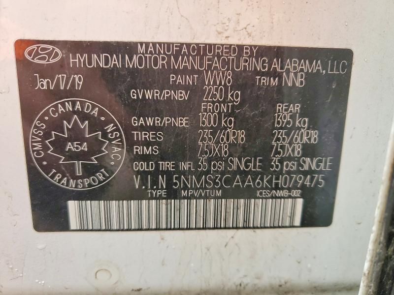 2019 Hyundai Santa fe sel