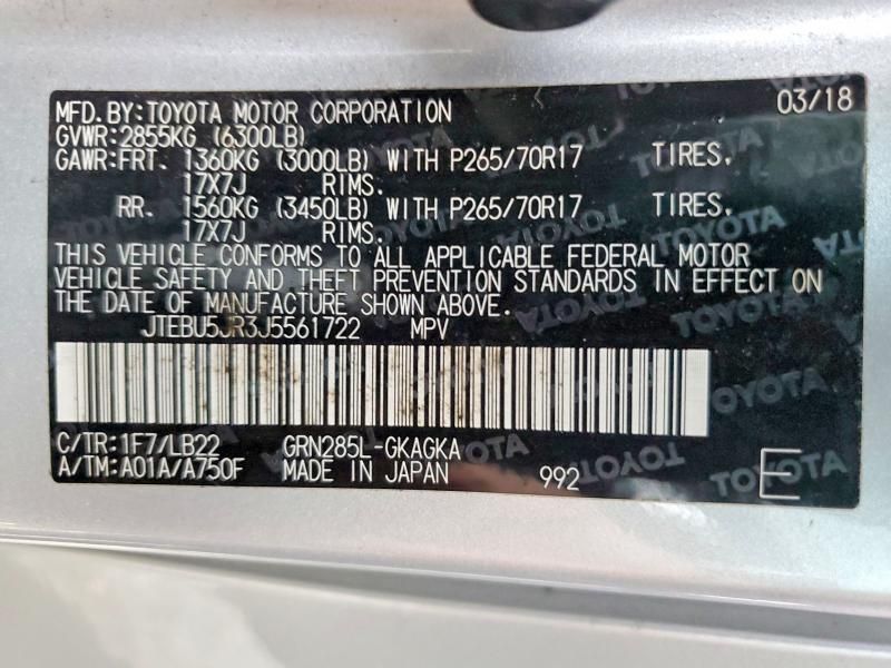 2018 Toyota 4runner Sr5/sr5 Premium