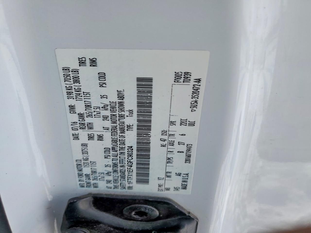 2016 Ford F150 Super cab